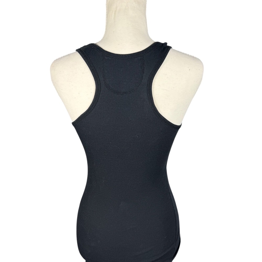 Active Basic Tank Top Womens Small Black Ribbed Racerback Scoop Neck Stretch - Picture 3 of 7